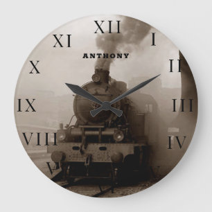 Grande Horloge Ronde Locomotive à vapeur ferroviaire vintage