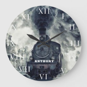 Grande Horloge Ronde Locomotive à vapeur ferroviaire vintage