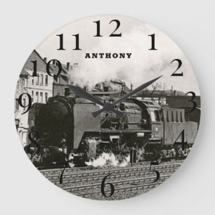 Grande Horloge Ronde Locomotive à vapeur ferroviaire vintage