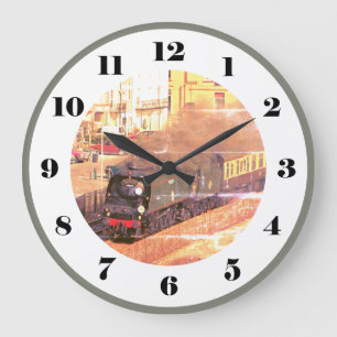 Grande Horloge Ronde locomotive vintage classique Tangmere, à vapeur