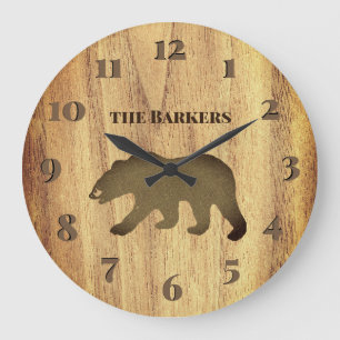 Grande Horloge Ronde Loge Rustique d'ours Noir