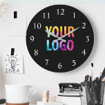 Grande Horloge Ronde Logo de Custom Company<br><div class="desc">Add your custom corporate logo to create a wall clock. Makes a great promotional giveaway or corporate gift for customers,  vendor,  employees or other special people. choose from different clock shapes and sizes. No minimum quantity,  no setup fees.</div>