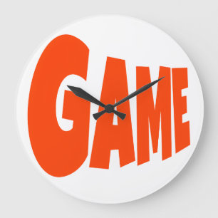 GRANDE HORLOGE RONDE LOGO DE JEU FONTS ROUGES