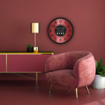 Grande Horloge Ronde Logo de la société Burgundy Black Name Slogan<br><div class="desc">Unique minimaliste et décoratif Correspond à la mode réelle dans la décoration maison. Vous pouvez modifier la forme et la couleur de la main.</div>