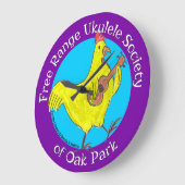 Grande Horloge Ronde Logo de la société Ukulele (Angle)