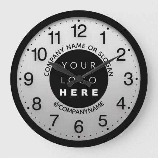Grande Horloge Ronde Logo de l'entreprise Grey Silver Nom Slogan (Recto)
