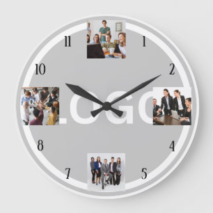 Grande Horloge Ronde Logo de l'entreprise Team Photo Collage Moderne