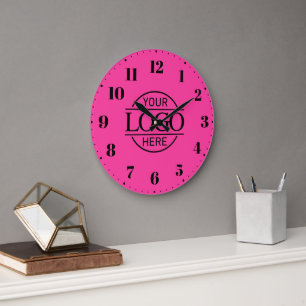 Grande Horloge Ronde Logo d'entreprise de marque rose Elegant Bight