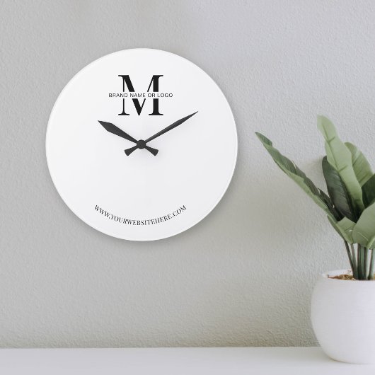 Grande Horloge Ronde Logo d'entreprise minimaliste Entreprise Cadeau d'