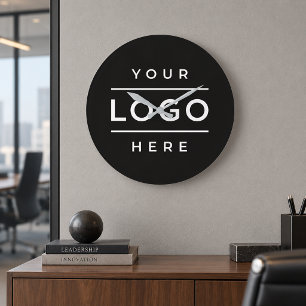 Grande Horloge Ronde Logo d'entreprise noir moderne de branding d'entre