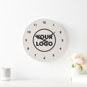Grande Horloge Ronde Logo d'entreprise personnalisé sur Arrière - plan 