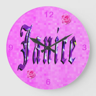 Grande Horloge Ronde Logo des noms des filles Janice,
