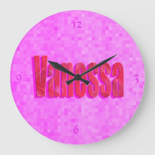 Grande Horloge Ronde Logo du nom de Vanessa,