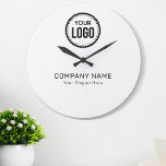 Grande Horloge Ronde Logo Et Slogan Personnalisés Avec Promotions<br><div class="desc">Personnalisez une horloge avec ce modèle simple et minimaliste, et faites la promotion de votre entreprise ou de votre entreprise pour augmenter les prospects et générer plus de ventes. Ajoutez vos détails, tout le style de texte, les couleurs, les tailles peuvent être modifiés pour répondre à vos besoins. Si vous...</div>