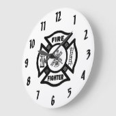 Grande Horloge Ronde Logo Large Clock de Fire Fighter Maltese (Angle)