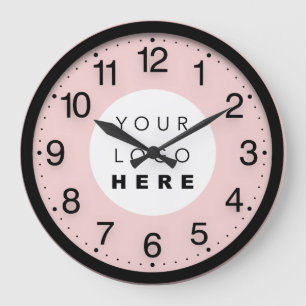 Grande Horloge Ronde Logo personnalisé Rose noir minimalisme d'entrepr