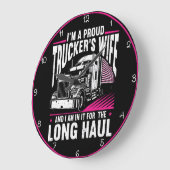 Grande Horloge Ronde Long Haul de la femme de Trucker fière (Angle)