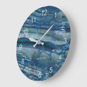 Grande Horloge Ronde Look bleu trendy (Angle)