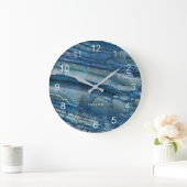 Grande Horloge Ronde Look bleu trendy (Maison)