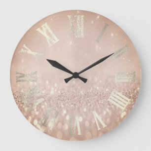 Grande Horloge Ronde L'or rose rougissent métal Numers romain de