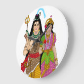 Grande Horloge Ronde Lord Shiv Parvati Clock (Angle)