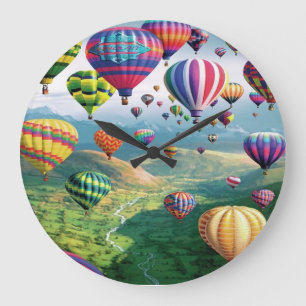 Grande Horloge Ronde Lots of Hot Air Balloons Round Large Wall Clock