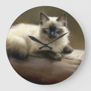 Grande Horloge Ronde Lounger Siamese Kitten