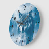 Grande Horloge Ronde Loup bleu (Angle)