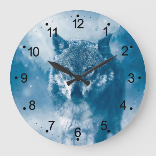 Grande Horloge Ronde Loup bleu (Recto)