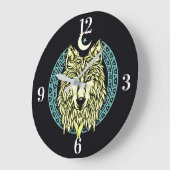 Grande Horloge Ronde Loup celtique (Angle)