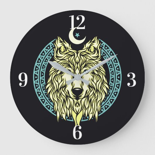 Grande Horloge Ronde Loup celtique (Recto)