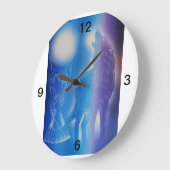 Grande Horloge Ronde Loup dans la brume (Angle)