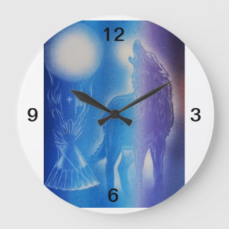 Grande Horloge Ronde Loup dans la brume