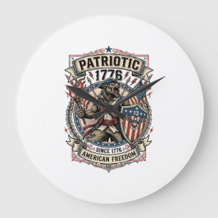 Grande Horloge Ronde Loup-garou patriotique Patriote Horreur Monstre Pa