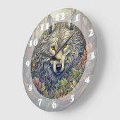 Grande Horloge Ronde Loup gris (Angle)