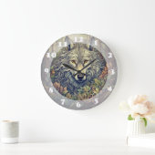 Grande Horloge Ronde Loup gris (Maison)