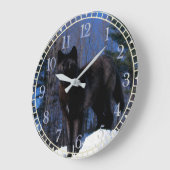 Grande Horloge Ronde Loup noir (Angle)