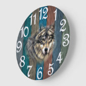 Grande Horloge Ronde Loup rustique (Angle)