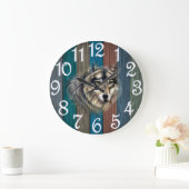 Grande Horloge Ronde Loup rustique (Maison)