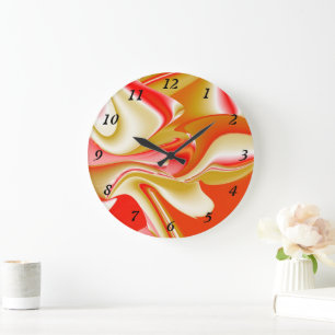 Grande Horloge Ronde Love and Gold Abstrait 3D Rainbowart