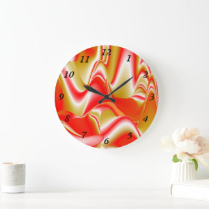 Grande Horloge Ronde Love and Gold Abstrait 3D Rainbowart