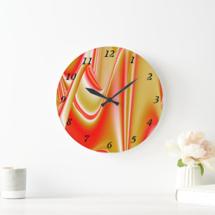 Grande Horloge Ronde Love and Gold Abstrait 3D Rainbowart