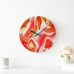 Grande Horloge Ronde Love and Gold Abstrait 3D Rainbowart