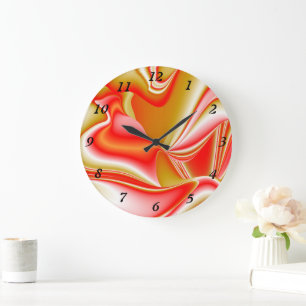 Grande Horloge Ronde Love and Gold Abstrait 3D Rainbowart