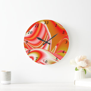Grande Horloge Ronde Love and Gold Abstrait 3D Rainbowart