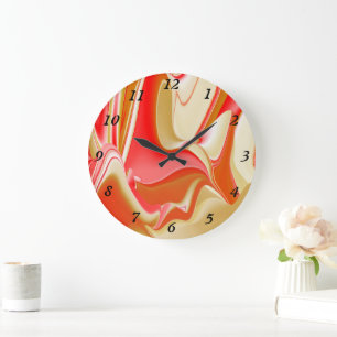 Grande Horloge Ronde Love and Gold Abstrait 3D Rainbowart