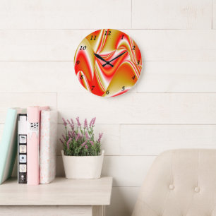 Grande Horloge Ronde Love and Gold Abstrait 3D Rainbowart