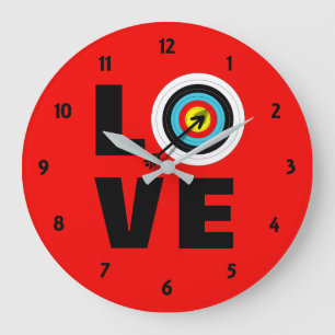 Grande Horloge Ronde Love Archery Sport Tableau cible Cool Graphique