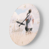 Grande Horloge Ronde Love Couples Photo Template Names Digits Numbers (Angle)