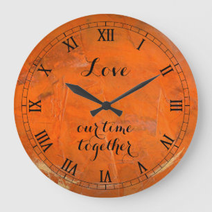 Grande Horloge Ronde Love Galé Terracotta Wallclock 2 Numéros romains